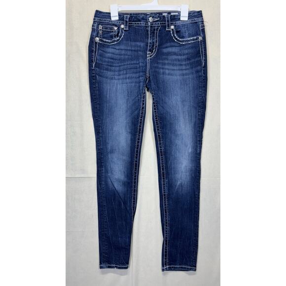 Miss Me Dark Blue Straight Leg Jeans - Picture 1 of 16